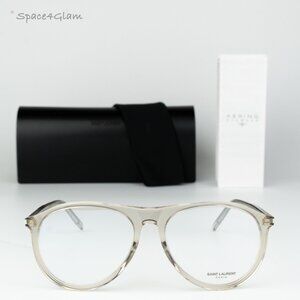 Saint Laurent Men Eyeglasses Transparent Beige Demo Pilot SL667OPT 003 BRAND NEW